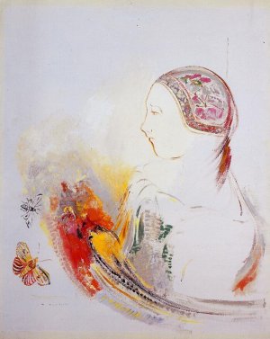 Profile of a Child also known as Profile of a Girl with Bird ofParadise Oil painting by Odilon Redon