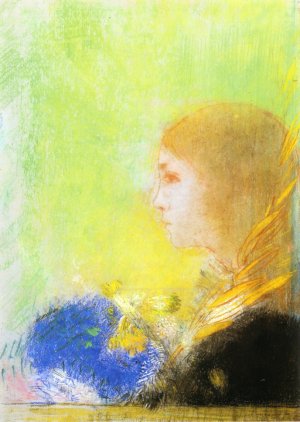 Profile of a Young Girl Oil painting by Odilon Redon