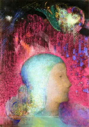 Profile on Red Meanders painting by Odilon Redon