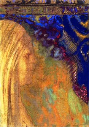 Profile on Tapestry by Odilon Redon - Oil Painting Reproduction