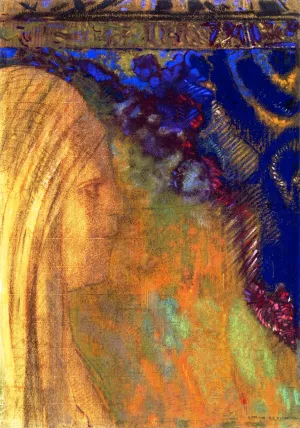 Profile on Tapestry Oil painting by Odilon Redon