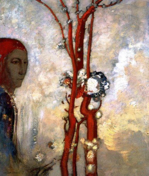 Main Product Photo of Red Bush Painting by Odilon Redon