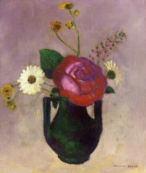 Main Product Photo of Rose and Daisy Painting by Odilon Redon