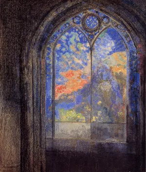 Stained Glass Window also known as The Mysterious Garden by Odilon Redon - Oil Painting Reproduction