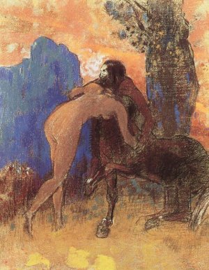 Struggle between Woman and Centaur Oil painting by Odilon Redon