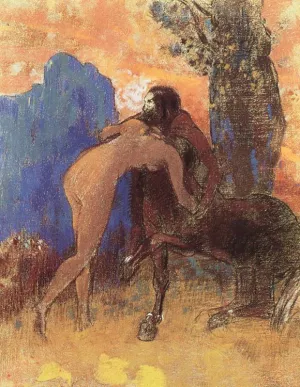 Struggle between Woman and Centaur Oil painting by Odilon Redon