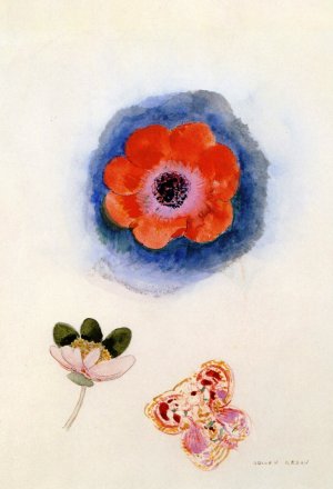 Study of Flowers and Butterfly by Odilon Redon Oil Painting
