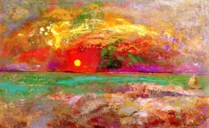 Sunset painting by Odilon Redon