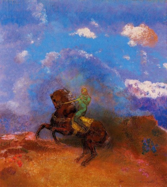 Main Product Photo of The Green Horseman Painting by Odilon Redon