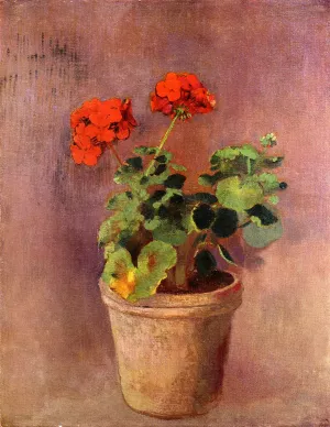 The Pot of Geraniums Oil painting by Odilon Redon