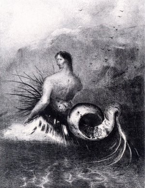 The Siren Arises out of the Waters, Clothed in Thorns by Odilon Redon Oil Painting
