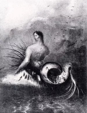 The Siren Arises out of the Waters, Clothed in Thorns painting by Odilon Redon