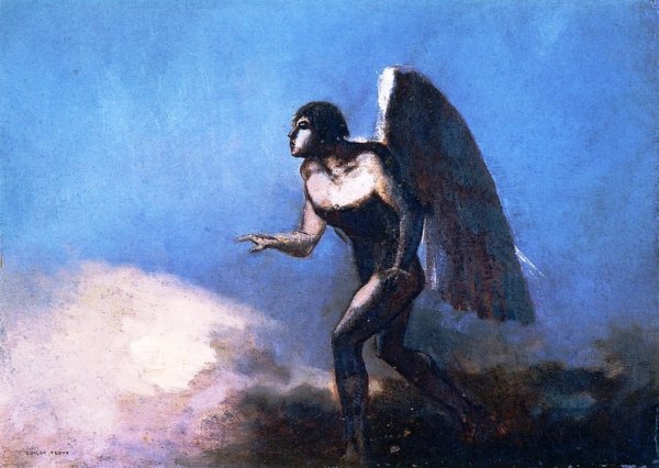 Main Product Photo of The Winged Man also known as The Fallen Angel 2 Painting by Odilon Redon