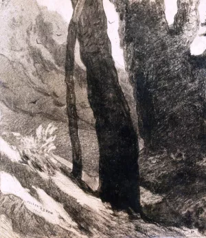 Three Tree Trunks by Odilon Redon Oil Painting