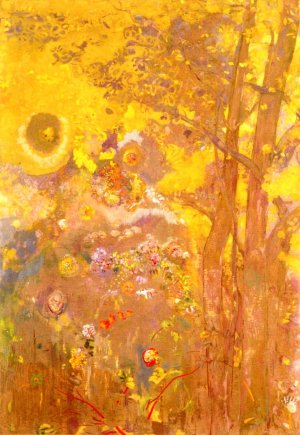 Tree on Yellow Background by Odilon Redon Oil Painting
