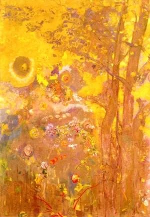 Tree on Yellow Background by Odilon Redon Oil Painting