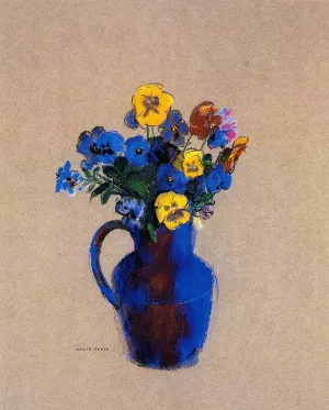 Vase of Flowers - Pansies by Odilon Redon Oil Painting