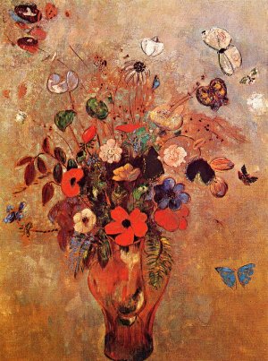 Vase with Flowers and Butterflies Oil painting by Odilon Redon