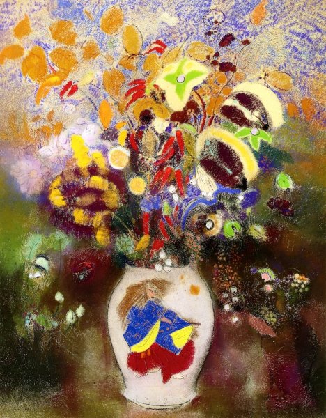 Vase with Japanese Warroir by Odilon Redon - Hand-Painted Oil Painting Reproduction
