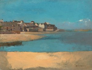 Village by the Sea in Brittany by Odilon Redon Oil Painting