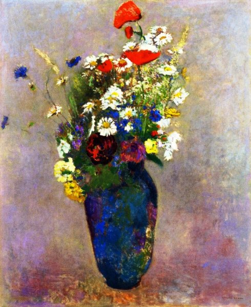Main Product Photo of Vision: Vase of Flowers Painting by Odilon Redon