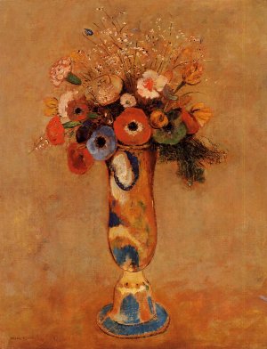 Wildflowers in a Long Necked Vase Oil painting by Odilon Redon