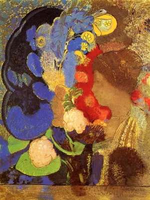 Woman among the Flowers Oil painting by Odilon Redon