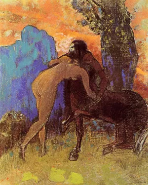 Woman and Centaur by Odilon Redon - Oil Painting Reproduction