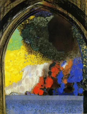 Woman in Profile under a Gothic Arch by Odilon Redon - Oil Painting Reproduction