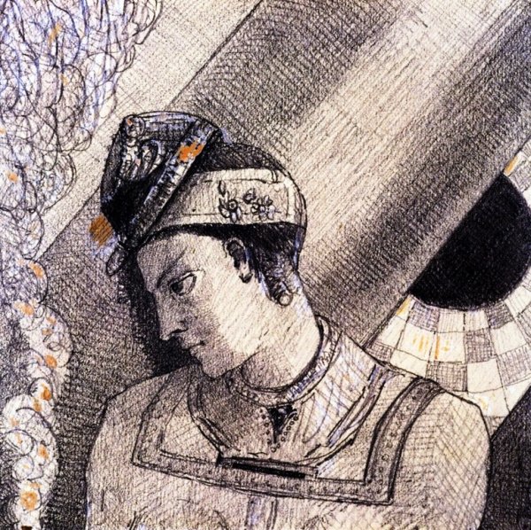 Main Product Photo of Woman in Profile Painting by Odilon Redon