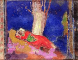 Woman Sleeping under a Tree by Odilon Redon Oil Painting