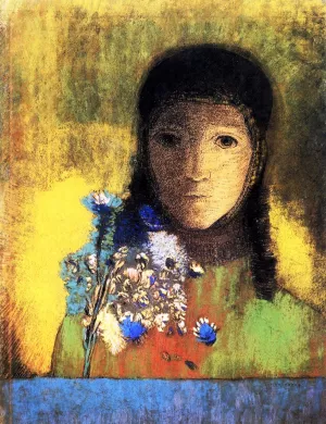 Woman with Wild Flowers by Odilon Redon - Oil Painting Reproduction