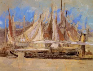 Yachts at Royan Oil painting by Odilon Redon