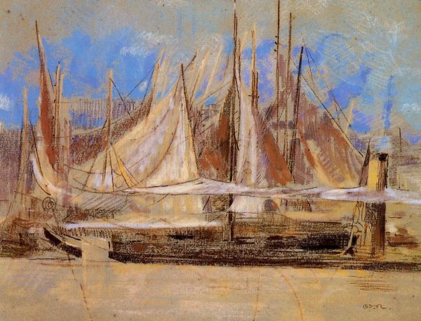 Main Product Photo of Yachts at Royan Painting by Odilon Redon