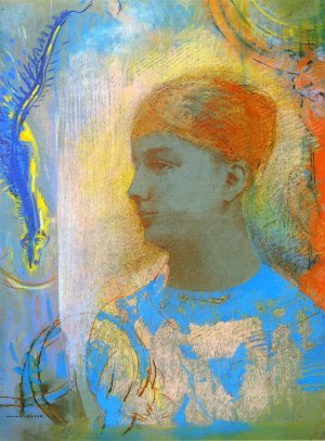 Young Girl Facing Left by Odilon Redon Oil Painting