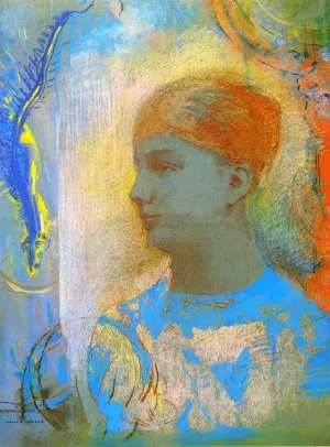 Young Girl Facing Left by Odilon Redon - Oil Painting Reproduction