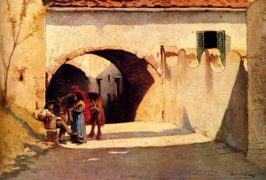 Conversation On A Village Street painting by Odoardo Borrani