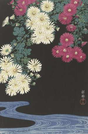 Chrysanthemums and Running Water by Ohara Koson Oil Painting