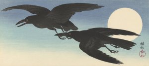 Crows at full moon by Ohara Koson Oil Painting