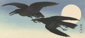 Crows at full moon by Ohara Koson Oil Painting