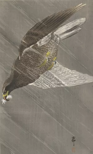 Eagle Flying Down by Ohara Koson Oil Painting