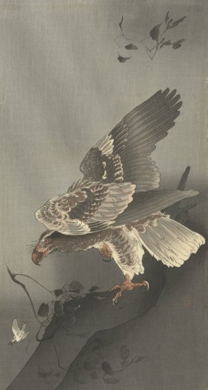 Eagle lurking for prey by Ohara Koson Oil Painting