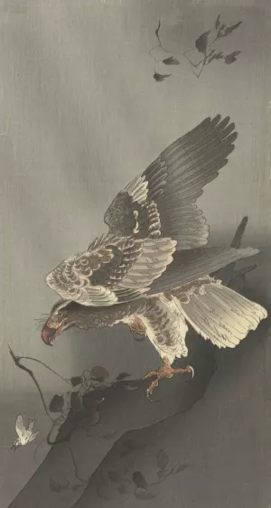 Eagle lurking for prey by Ohara Koson Oil Painting