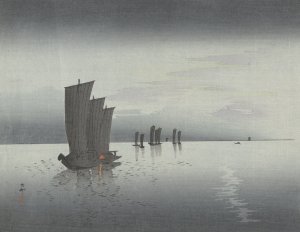 Fishing boats by Ohara Koson Oil Painting