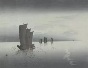 Fishing boats by Ohara Koson Oil Painting