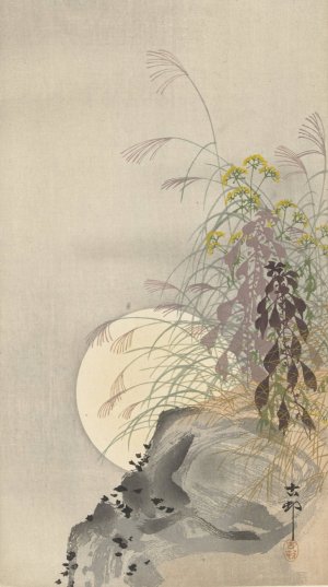 Grasses at full moon by Ohara Koson Oil Painting