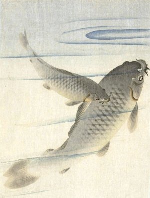 Karpers by Ohara Koson Oil Painting