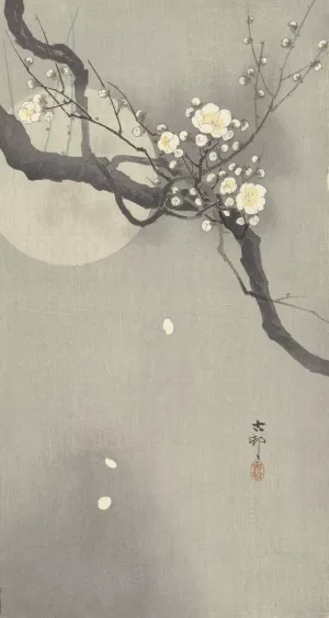Plum blossom and full moon by Ohara Koson Oil Painting