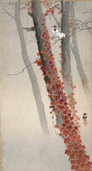 Red ivy by Ohara Koson Oil Painting