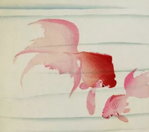Two veil tails Oil painting by Ohara Koson